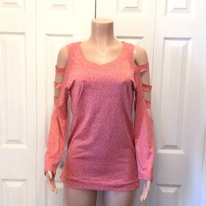 NWOT  XJF MC Womens Red Cut Out Long Sleeve Top Size Medium